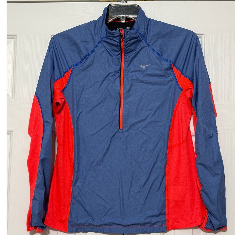 Mizuno Running Static Breath Half Zip Jacket, Blue & Pink, Size L
